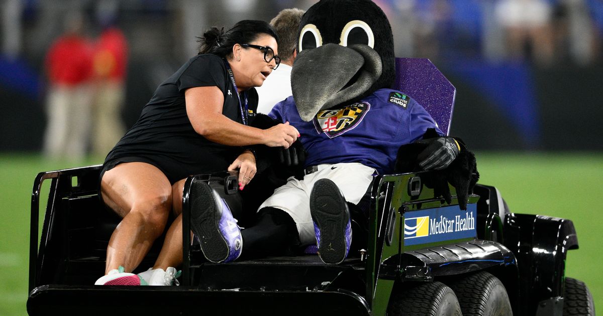 Ravens’ mascot headed to IR with ‘drumstick’ injury