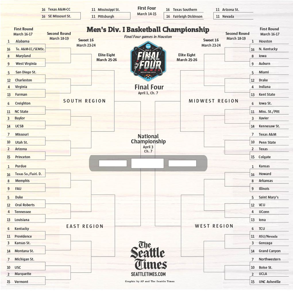 Download and print your 2023 NCAA men’s and women’s tournament brackets