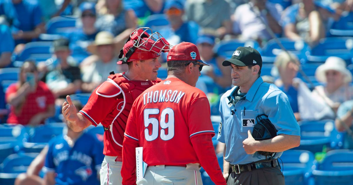 Umpire Ejects Phillies' Realmuto Following Unusual Ball Exchange During Game