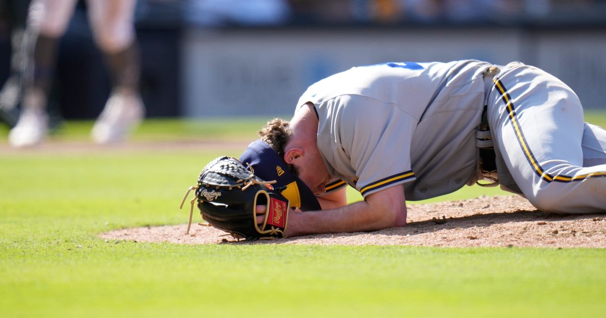 Varland Hit in Jaw by Machado Line Drive While Pitching for Brewers