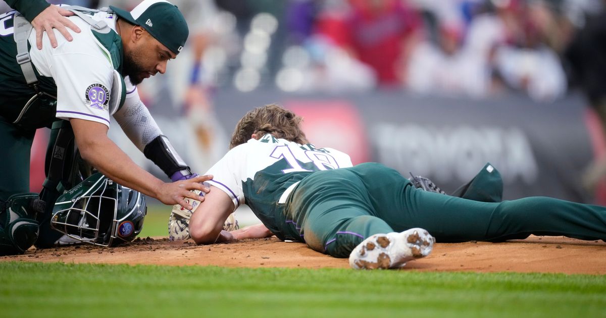 Ryan Feltner Walks Off Field After Taking Line Drive Off Head in Rockies Game