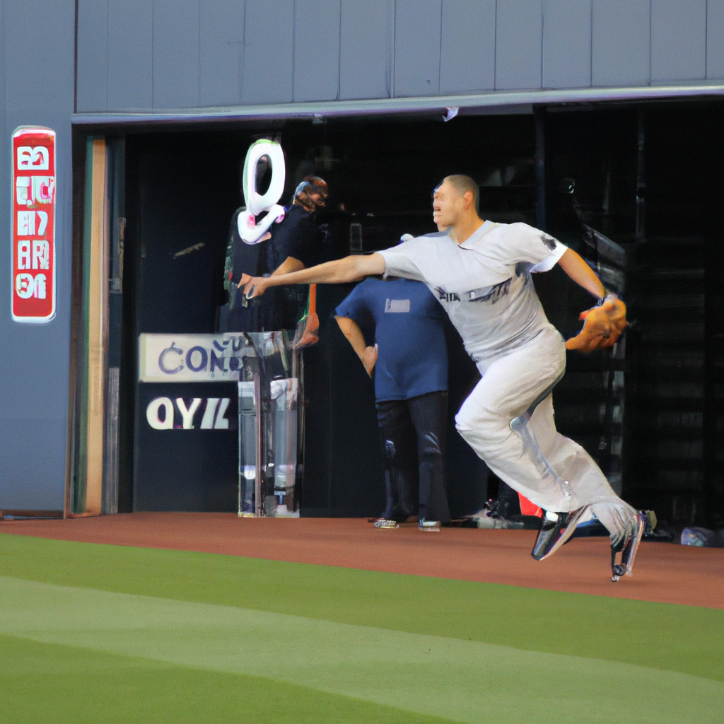 Yankees' Aaron Judge Makes Running Catch to Open Bullpen Door