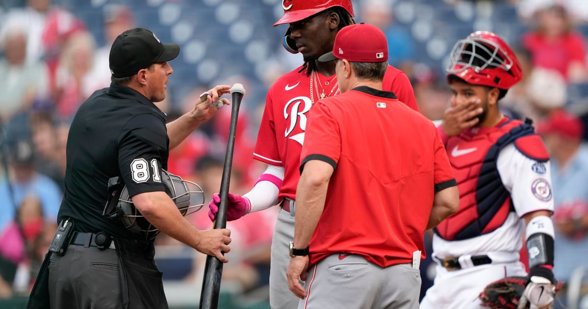 Elly De La Cruz of the Cincinnati Reds Hits Home Run with Modified Bat