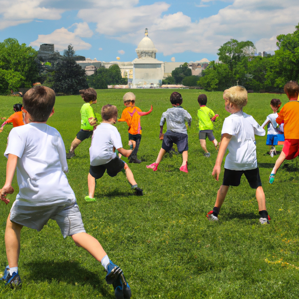 Kids Participate in Soccer Clinic on White House Lawn