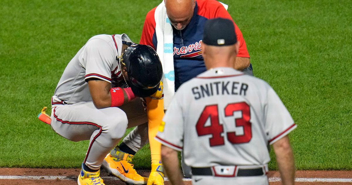 Ronald Acuña Jr. Leaves Game After Being Hit on Left Elbow by Pitch, X-Rays Negative