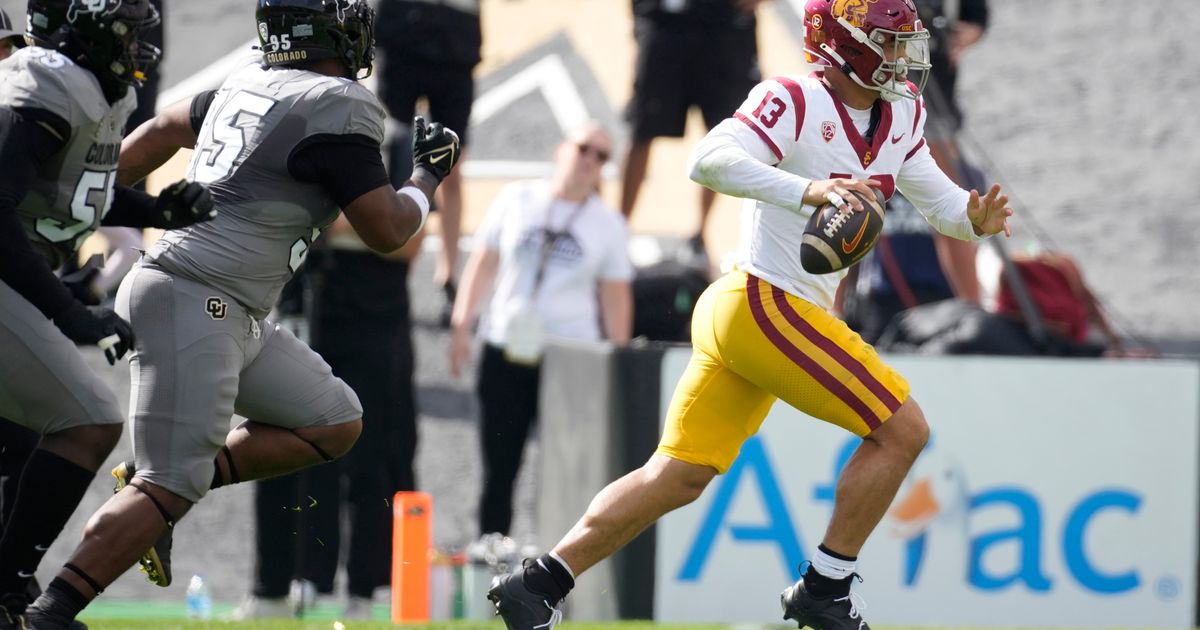 No. 8 USC Defeats Colorado 48-41 After Williams Throws 6 Touchdown Passes, Tying Career High