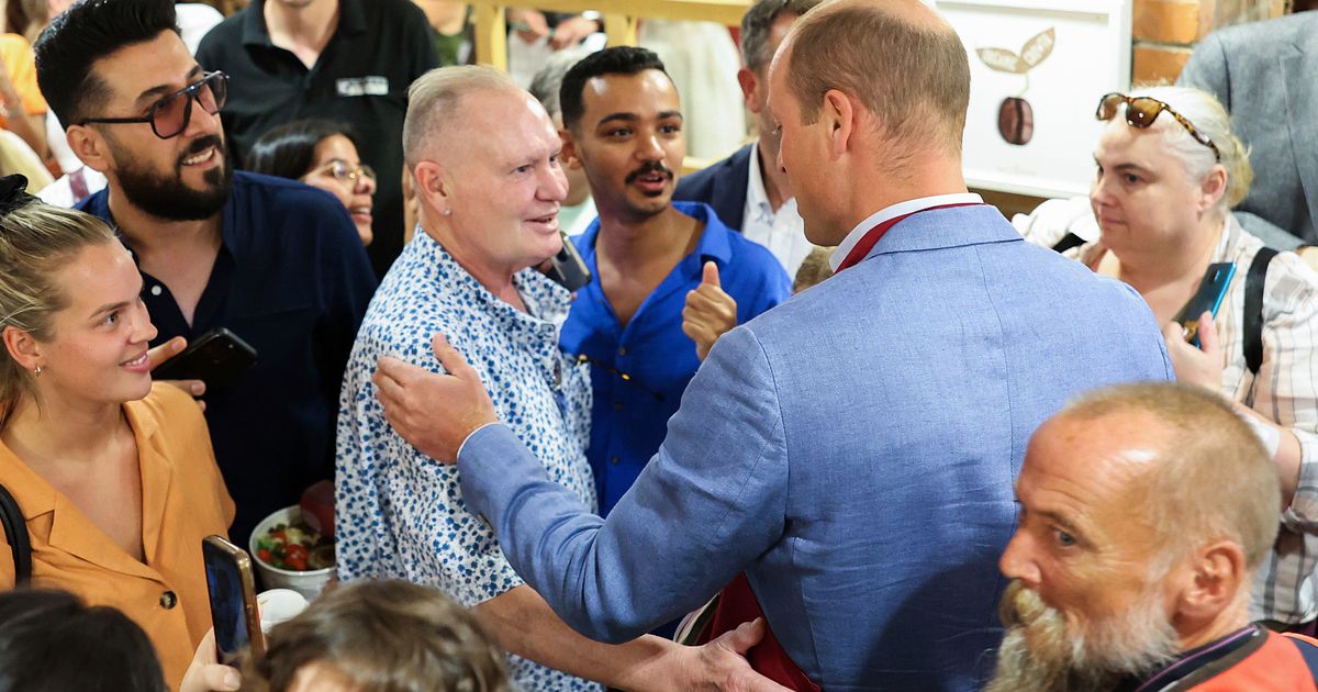 Prince William and Paul Gascoigne Share a Cheeky Kiss in a Shop