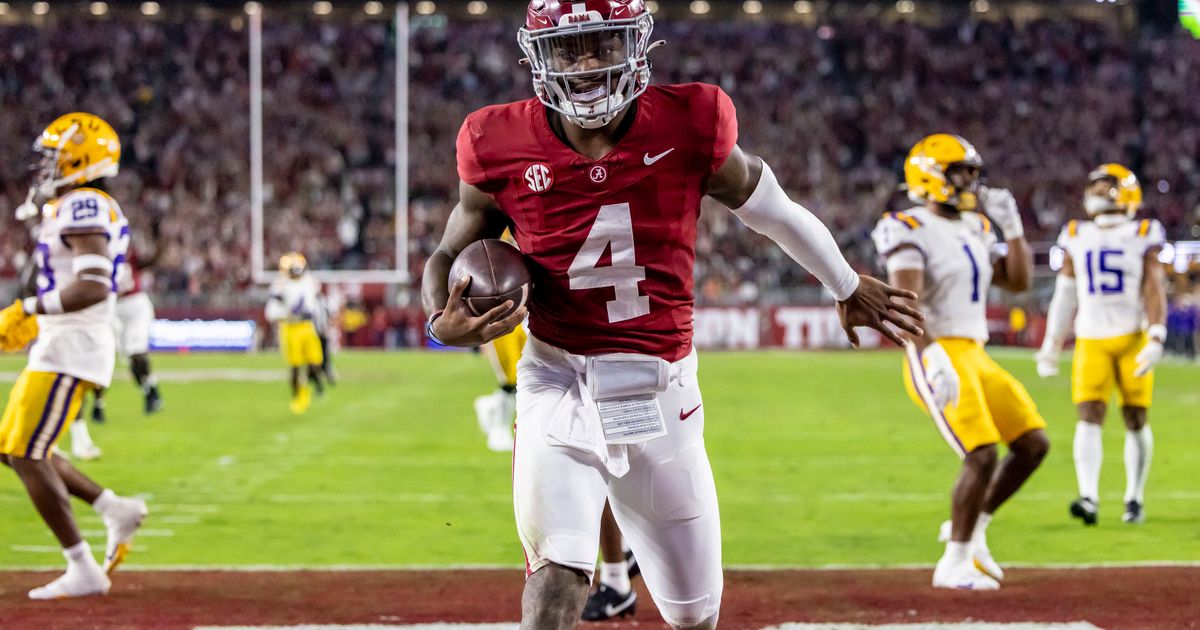No. 8 Alabama Defeats No. 13 LSU 42-28, Milroe Runs for Two Touchdowns, Daniels Leaves with Injury