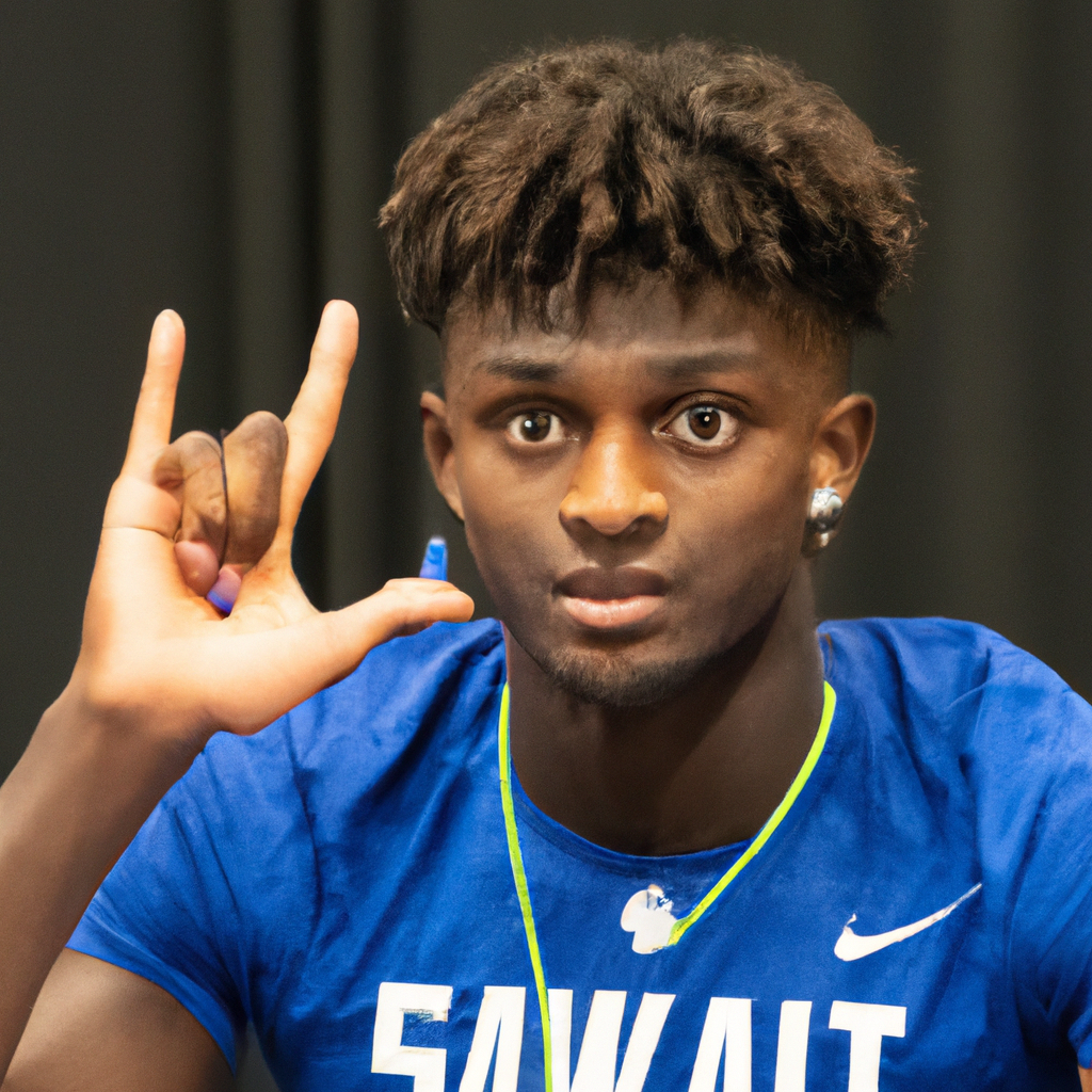 DK Metcalf of the Seattle Seahawks Learning American Sign Language