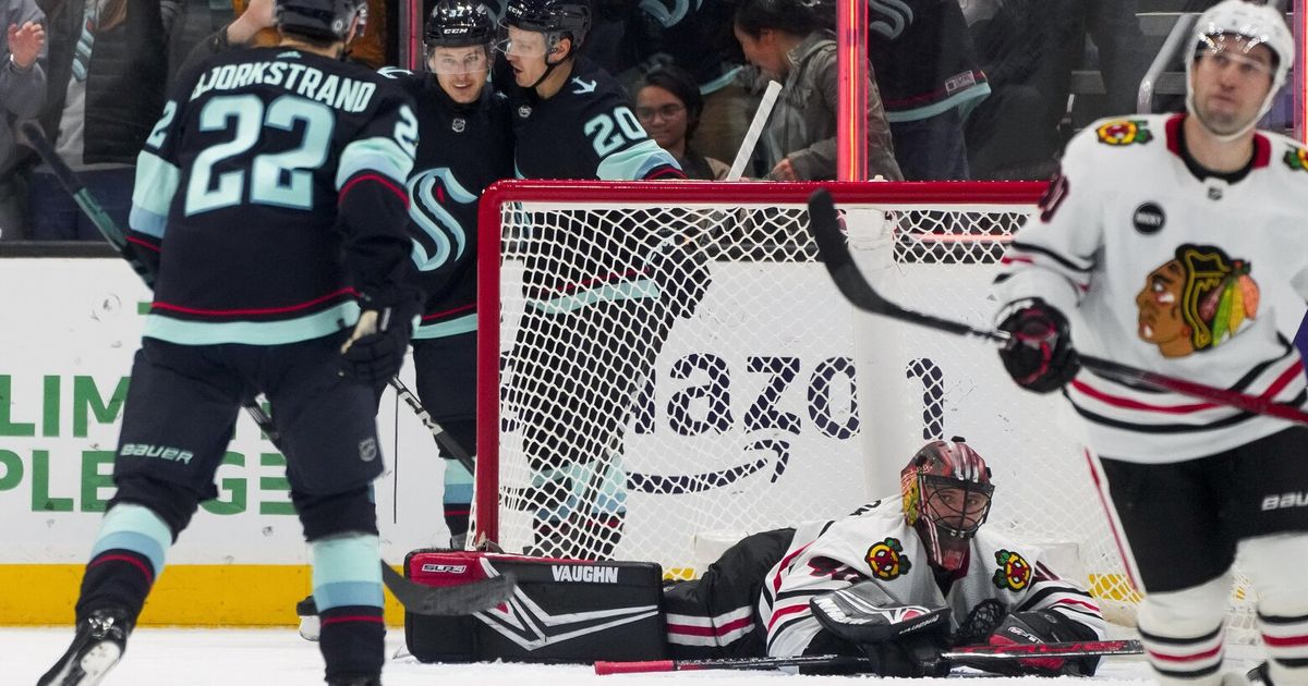 Kailer Yamamoto Notches Two Goals in Seattle Kraken's Rout of Chicago Blackhawks