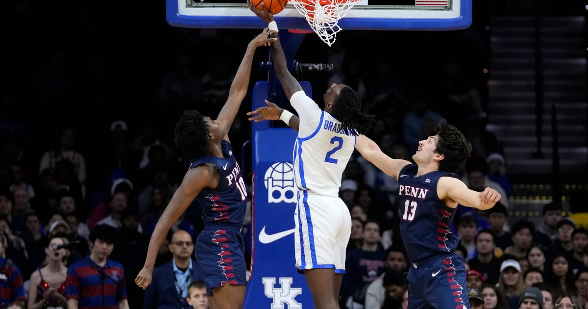 No. 16 Kentucky Defeats Penn 81-66 Behind Aaron Bradshaw's Double-Double